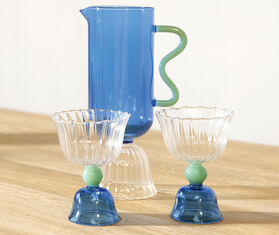 &amp;k Amsterdam &#39;Tulip&#39; glass, set of two, blue MULTICOLOUR AMST25GLA345MUL