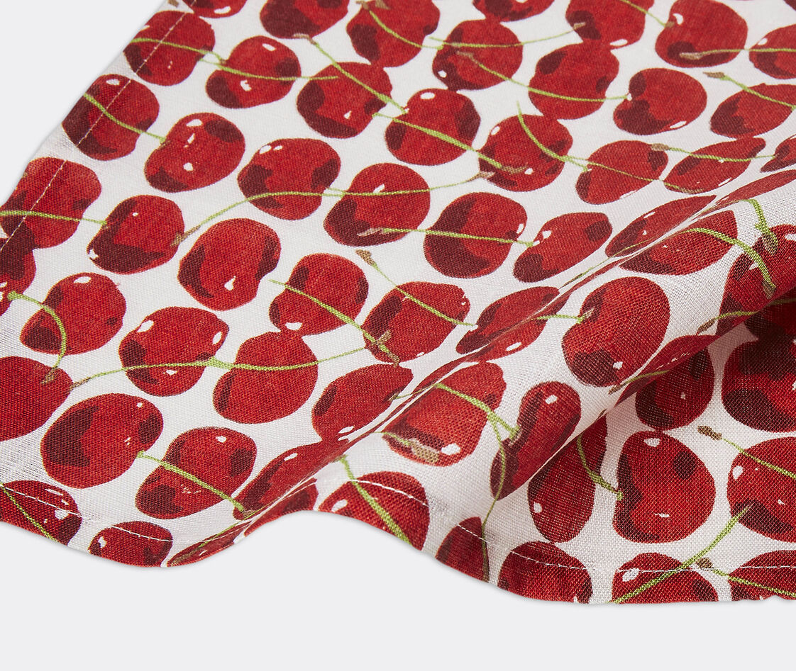 La Doublej 'cherries Avorio' Large Napkin In Ivory
