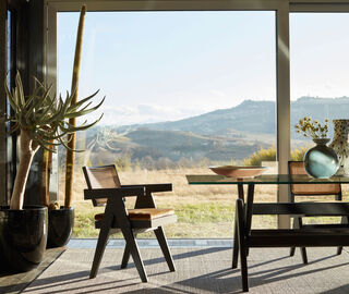 Cassina 'Capitol Complex' chair with arms and Vienna straw seat BEIGE CASS21CAP787BEI