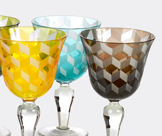 POLSPOTTEN 'Blocks' wine glass, set of six MULTICOLOUR POLS22WIN499MUL