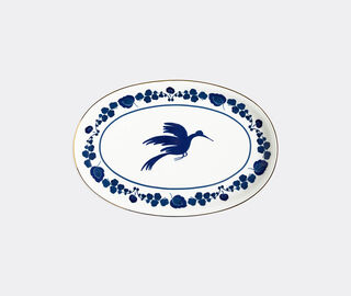 La DoubleJ 'Wildbird' oval platter, blue BLUE LADJ25OVA676MUL