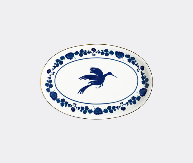 La DoubleJ 'Wildbird' oval platter, blue BLUE LADJ25OVA676MUL