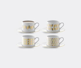 LSA International 'Chevron' teacup and saucer, set of four GOLD LSAI20CHE617GOL