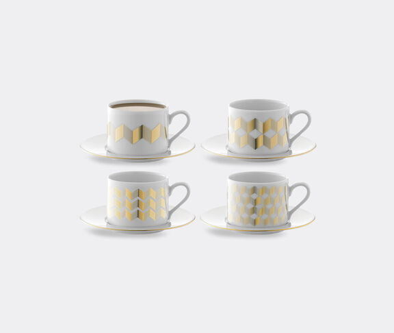 LSA International 'Chevron' teacup and saucer, set of four GOLD LSAI20CHE617GOL