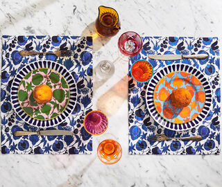 La DoubleJ 'Wildbird' tablemat, set of two, blue BLUE LADJ23TAB768MUL