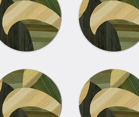 HestiaLiving &#39;Tropique&#39; round coaster, set of four, green GREEN HELI25TRO863GRN