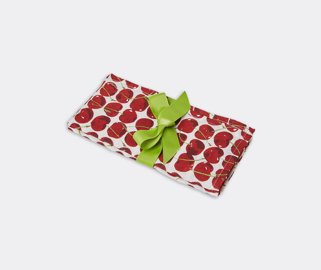 La DoubleJ 'Cherries Avorio' large napkin, set of two IVORY LADJ22LAR505MUL