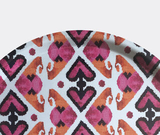 Les-Ottomans 'Ikat' wooden tray, pink and orange MULTICOLOUR OTTO20IKA283MUL