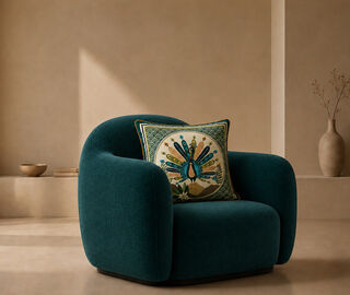 VESTA 'Peacock' cushion, multicolor MULTICOLOUR VEST26LAR976MUL