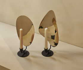 Audo Copenhagen &#39;Flambeau&#39; candleholder, black and polished brass, tall BLACK MENU22FLA687BLK