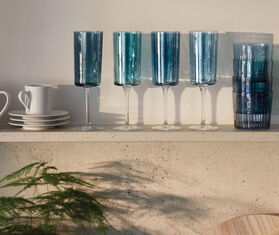 LSA International &#39;Gems&#39; champagne flute, set of four, sapphire BLUE LSAI23GEM538BLU