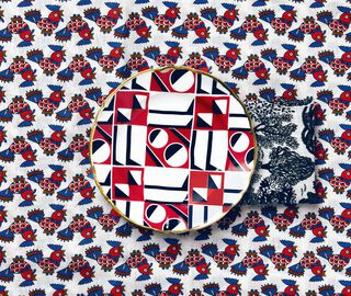 La DoubleJ 'Geometrico' dessert plates, set of two MULTICOLOUR LADJ17GEO938MUL