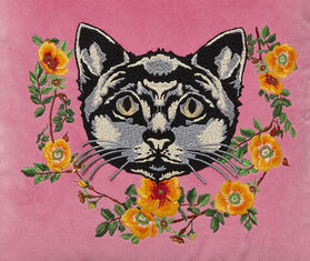Gucci 'Cat' velvet cushion PINK GUCC18CUS090PIN