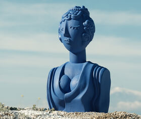 Seletti &#39;Magna Graecia, Poppea&#39; terracotta bust, cobalt blue BLUE SELE25TER065BLU