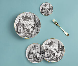 Simone Guidarelli Home 'Oriental Dream' coaster, set of two, black and white MULTICOLOUR SIMO26SOU839MUL