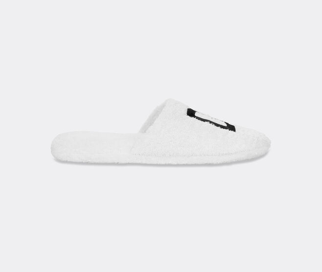 Dolce&Gabbana Casa Embroidered slippers with D&G logo, white WHITE DGCA25EMB987WHI