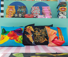 Seletti &#39;Tongue&#39; cushion BLUE SELE21POL335MUL