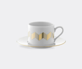 LSA International 'Chevron' teacup and saucer, set of four GOLD LSAI20CHE617GOL