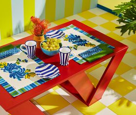 Lisa Corti 'Vienna' napkin, set of four, cream and blue BLUE LICO23HAN358MUL