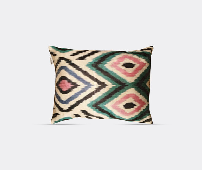 Les-Ottomans Silk Ikat cushion, pink, green and blue MULTICOLOUR OTTO25SIL251MUL