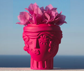 Seletti 'Magna Graecia, Woman' terracotta vase, bougainvillea pink PINK SELE26TER381PIN