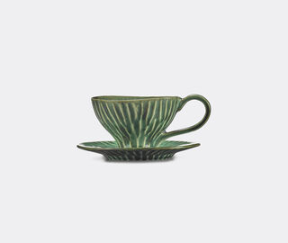 Serax 'Verde Lanza' cappuccino cup and saucer, set of two, green GREEN SERA26CAP787GRN