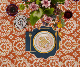 La DoubleJ 'Rainbow Navy' large napkin, set of two BLUE LADJ23NAP604BLU