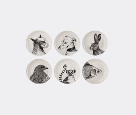 POLSPOTTEN 'Animals' side plate, set of six WHITE POLS22SID395WHI