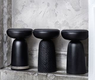 Zanat 'Nera' stool, carved base, maple BLACK ZANA20NER640BLK