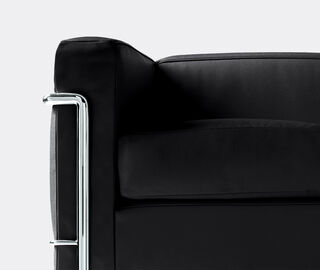 Cassina '2 Fauteuil Grand Confort' petit mod&egrave;le deux places sofa, grey leather BLACK CASS21PAD442BLK