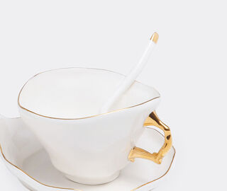 Seletti 'Meltdown' teacup, saucer and teaspoon, set of two MULTICOLOUR SELE24TEA344MUL
