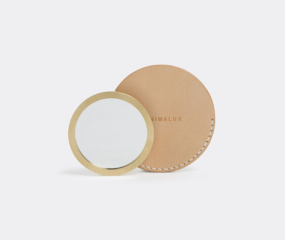 Minimalux Brass pocket mirror with leather sleeve Natural ${masterID}