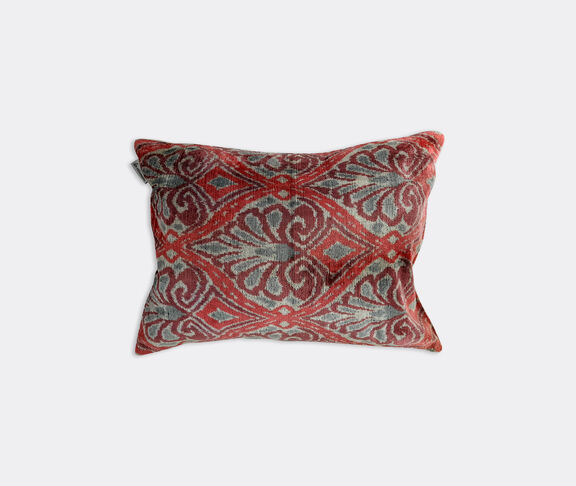 Les-Ottomans Silk velvet cushion, grey and red Multicolor ${masterID}