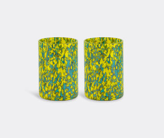 Stories of Italy 'Macchia su Macchia' green and yellow glasses, set of two MULTICOLOUR STLY20MAC060YEL