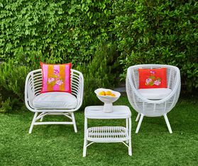 Lisa Corti &#39;Tea Flower&#39; rectangular cushion, red and orange ORANGE LICO23CUS834MUL