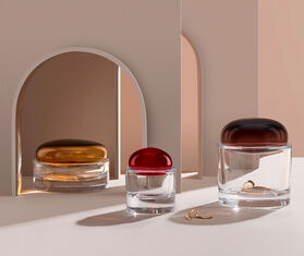 Nude 'Ecrin' lidded vessel, wide, amber AMBER NUDE20ECR760BEI