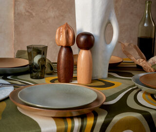 L'Objet 'Linen Sateen Waves' tablecloth, large, green and yellow GREEN LOBJ23LIN412YEL