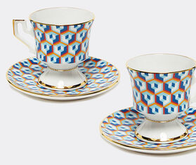 La DoubleJ 'Cubi Blu' espresso cup and saucer, set of two MULTICOLOUR LADJ22ESP972MUL