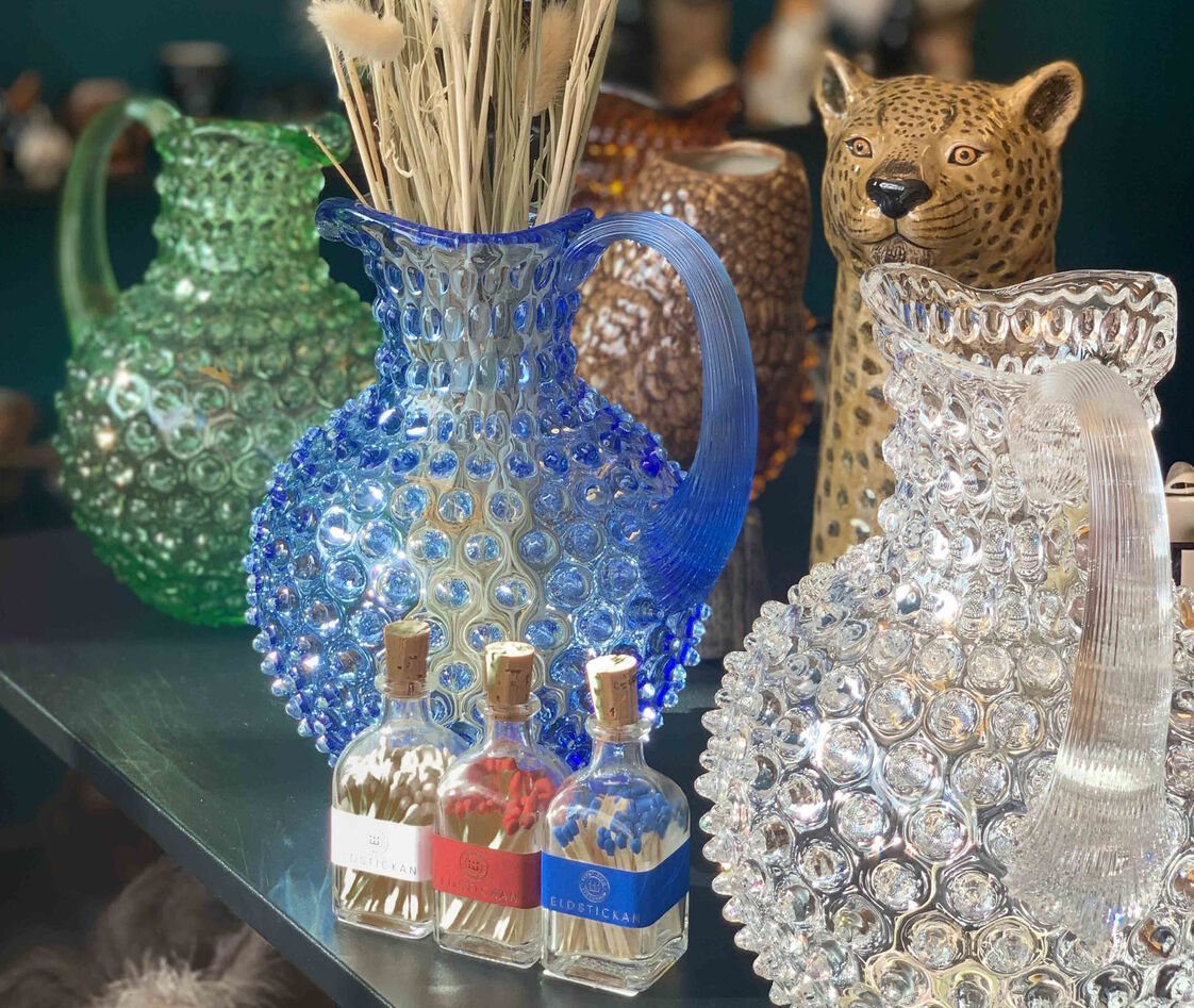 Klimchi Hobnail Crystal Jug In Light Blue