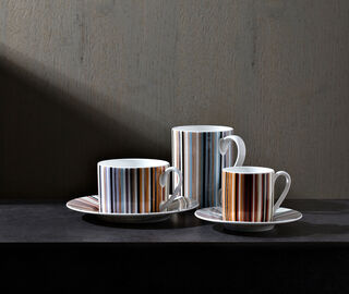 Missoni 'Stripes Jenkins' coffee cup and saucer, set of two, beige MULTICOLOUR MIHO22STR194MUL