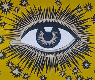Les-Ottomans 'Eye' iron tray, yellow YELLOW OTTO22HAN134MUL
