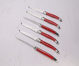 Jean Dubost Laguiole 'Block' steak knife, set of six, bordeaux RED JEDL24KNI295RED
