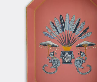 Les-Ottomans 'Fauna' hand painted iron tray, monkey MULTICOLOUR OTTO23FAU132MUL