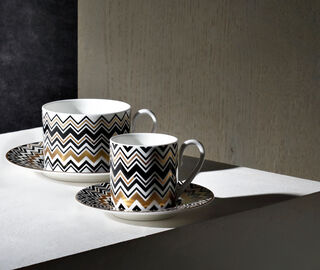 Missoni 'Zig Zag Gold' teacup and saucer, set of two MULTICOLOUR MIHO22ZIG330MUL