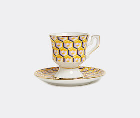 La DoubleJ &#39;Cubi Giallo&#39; espresso cup and saucer, set of two MULTICOLOUR LADJ22ESP334MUL