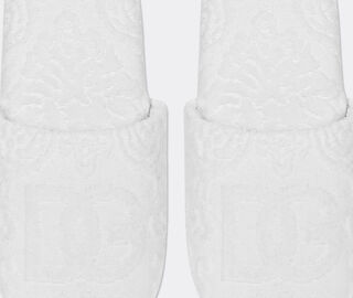 Dolce&amp;Gabbana Casa Jacquard slippers with D&amp;G logo, white WHITE DGCA25WHI031WHI