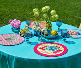 Lisa Corti &#39;Masonite&#39; round placemat, set of two, hima palma yellow YELLOW LICO23MAS640MUL