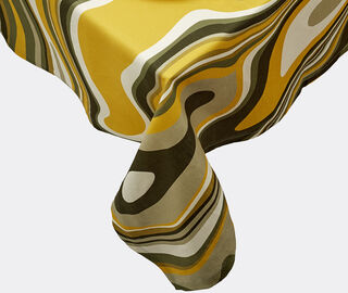 L'Objet 'Linen Sateen Waves' tablecloth, large, green and yellow GREEN LOBJ23LIN412YEL