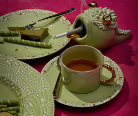 L&#39;Objet &#39;Haas Mojave&#39; teacup and saucer, set of two, matcha GREEN LOBJ22HAA538GRN