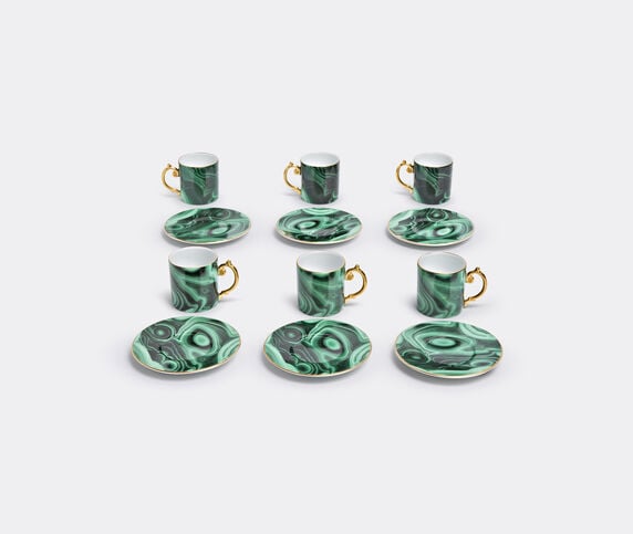 L'Objet 'Malachite' espresso cup and saucer, set of six Green, Gold LOBJ15MAL609GRN